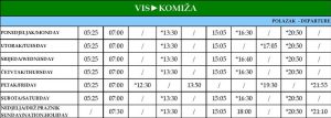 Vis-Komiza bus schedule